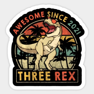 Kids Three Rex 3rd Birthday Third Dinosaur Year Old Sticker